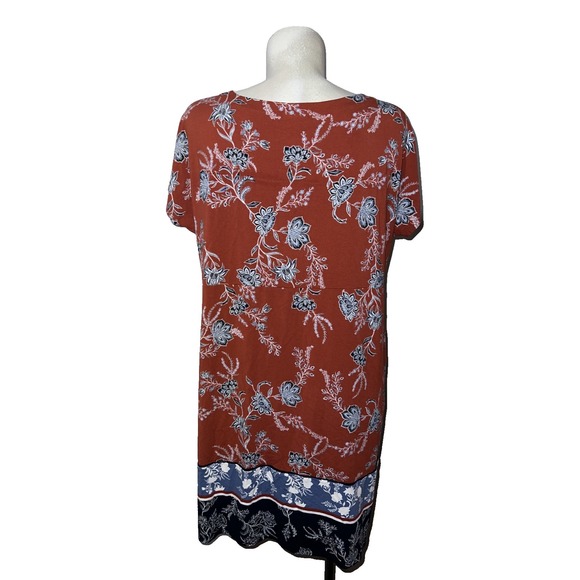 J. Jill Wearever Collection Womens Rust Blue Floral Shift Midi Dress XL Petite - Picture 5 of 9